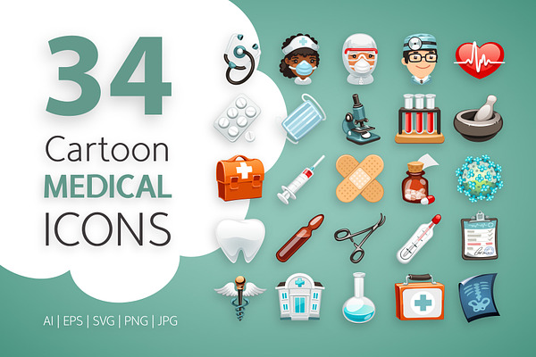 Cartoon Medical Icons Set