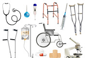 Medical accessories icons set