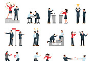 Business confrontations flat icons
