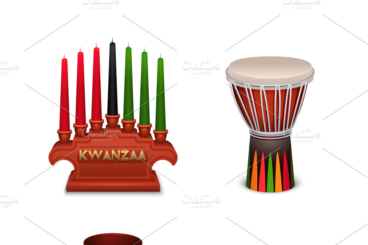Kwanzaa holiday symbols set in Icons - product preview 8