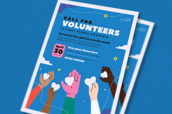 Volunteers Event Flyer Set in Flyer Templates - product preview 1