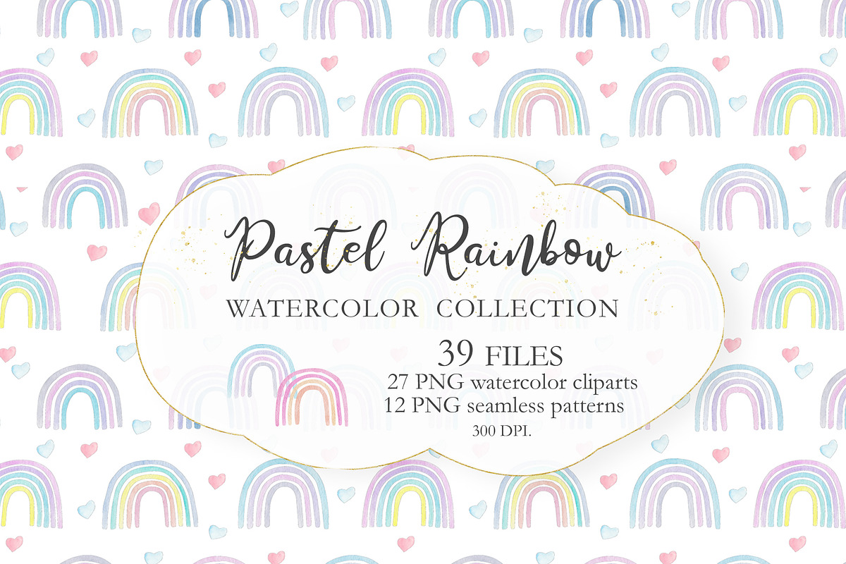 Watercolor Rainbow Pastel Collection in Illustrations - product preview 8