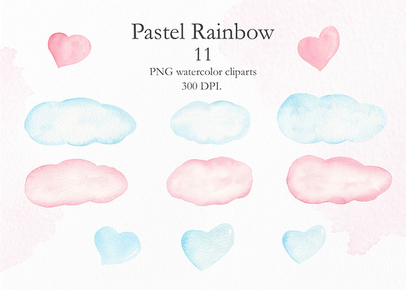 Watercolor Rainbow Pastel Collection in Illustrations - product preview 4