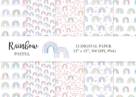 Watercolor Rainbow Pastel Collection in Illustrations - product preview 7