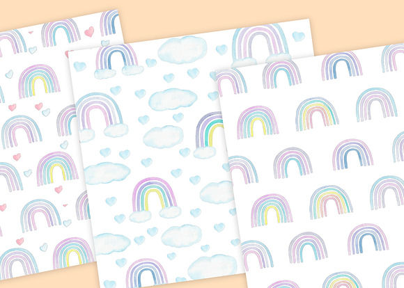 Watercolor Rainbow Pastel Collection in Illustrations - product preview 10