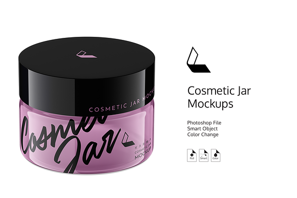 Cosmetic Glass Jar Mockup high-angle in Product Mockups - product preview 2