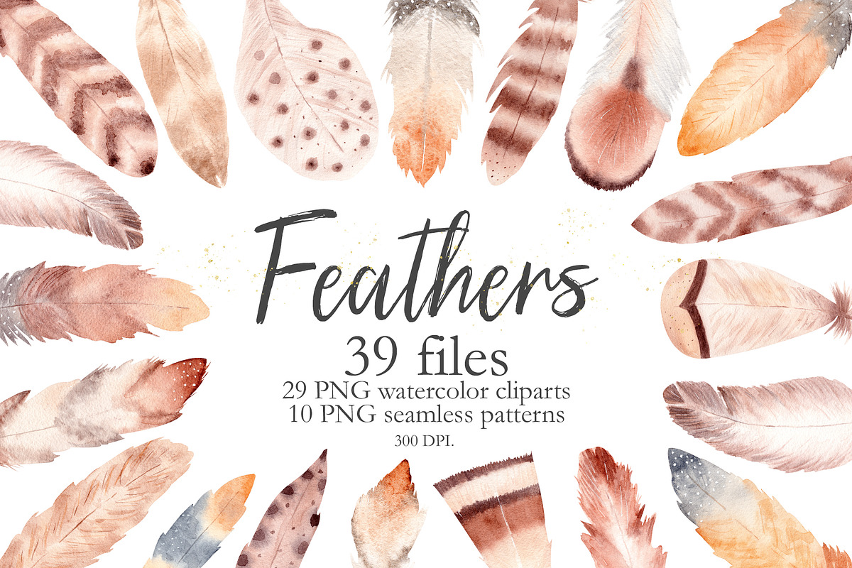 Watercolor Boho Feathers Collection in Illustrations - product preview 8