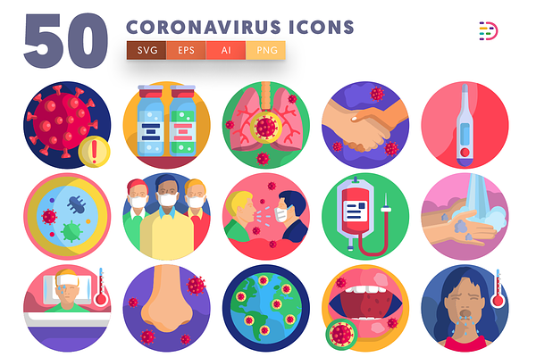 50 Coronavirus Covid-19 Icons