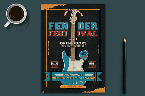 Fender Festival Flyer Template in Flyer Templates - product preview 2
