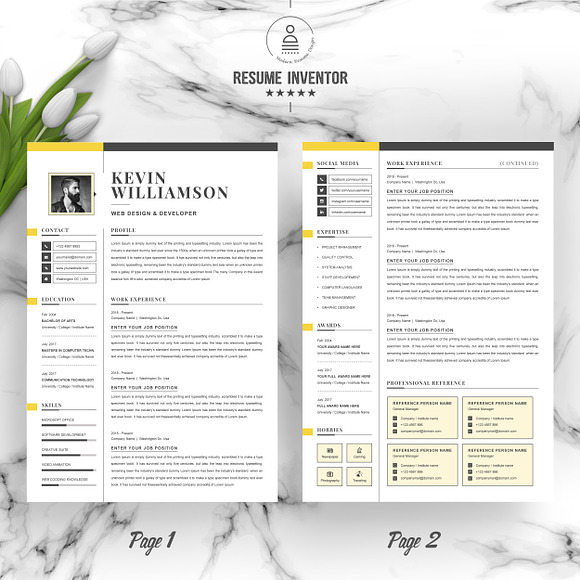 Professional 3 Page Resume Template in Letter Templates - product preview 1