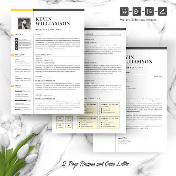 Professional 3 Page Resume Template in Letter Templates - product preview 3