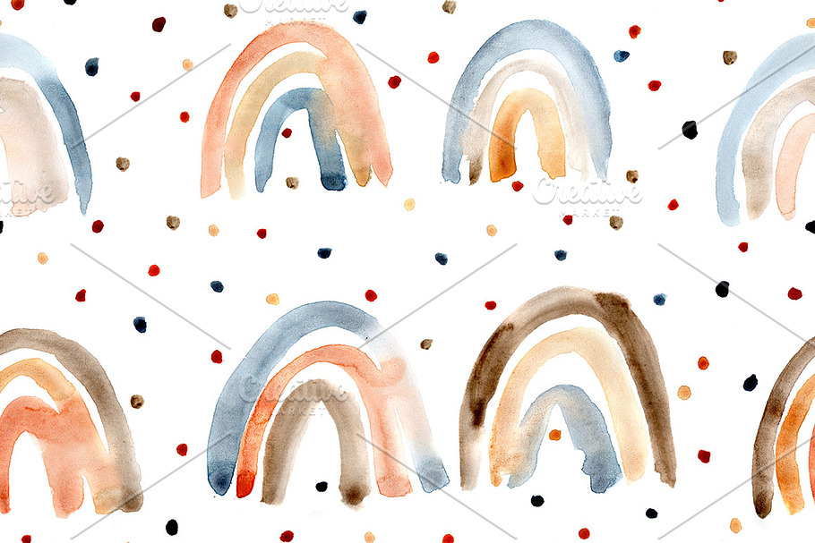 Watercolor rainbows seamless pattern in Patterns - product preview 8