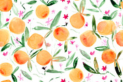 Watercolor tangerines seamless art