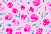 Watercolor roses seamless pattern