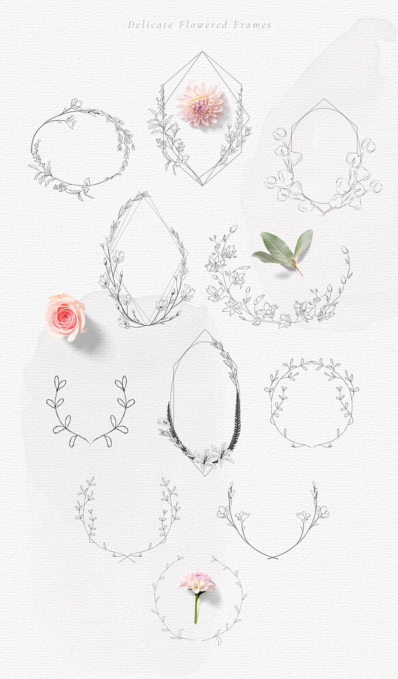 Hand-drawn floral frames. Wedding. in Illustrations - product preview 1