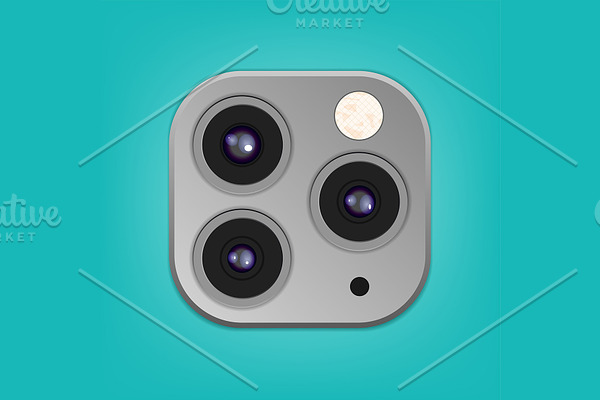 Realistic camera lenses 3D icon