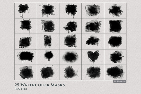 25 Watercolor Masks in Textures - product preview 1