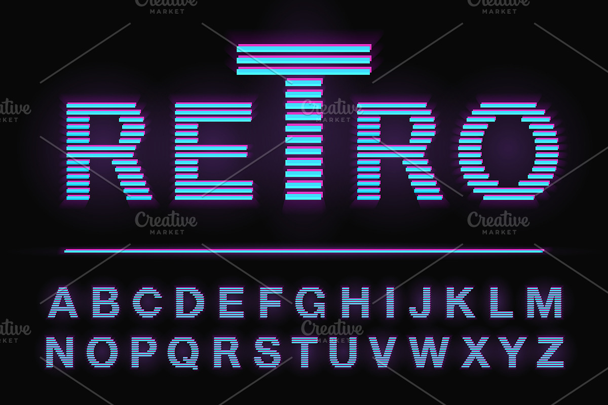 80's retro neon light style font in Blackletter Fonts - product preview 8