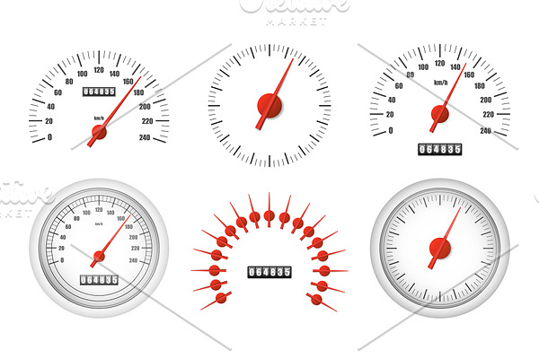 Realistic speedometers pack isolated