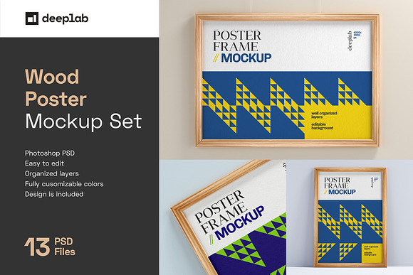 Wood Poster Mockup Set in Print Mockups - product preview 13
