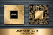 Set Gold card with seamless pattern