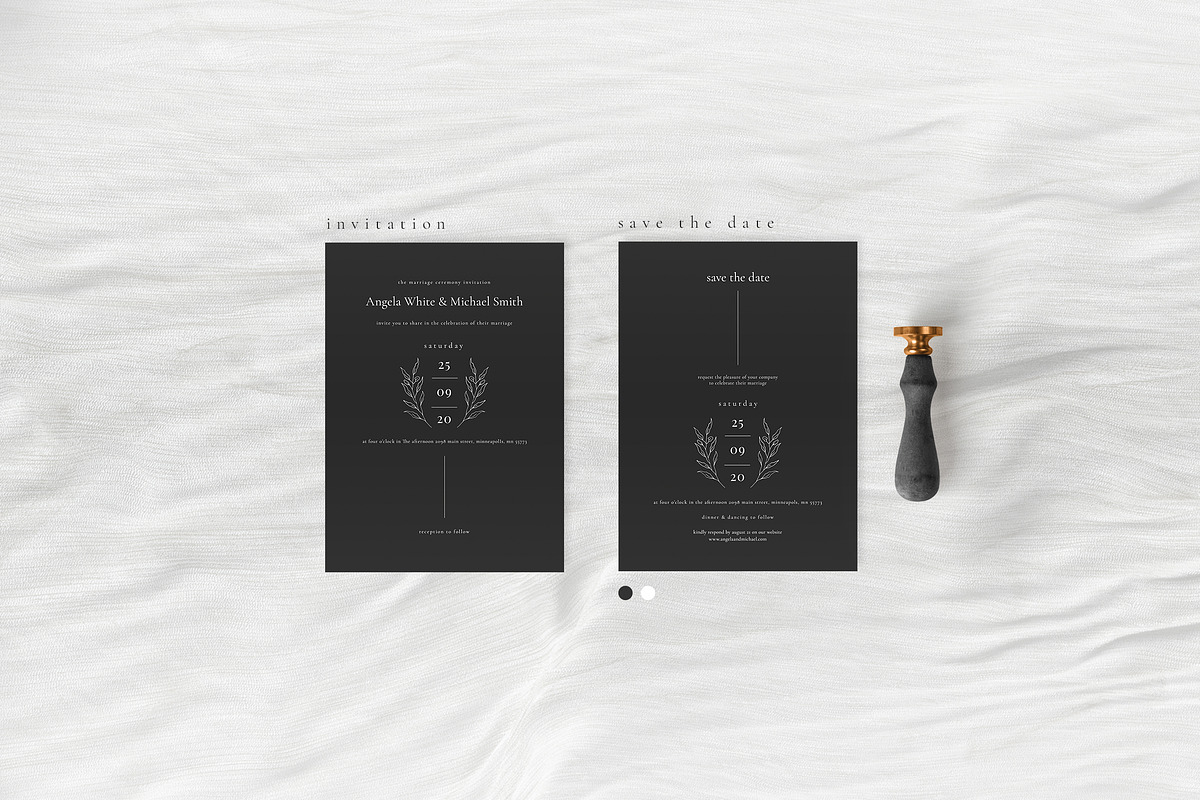 Modern Black Floral Wedding Suite in Wedding Templates - product preview 8