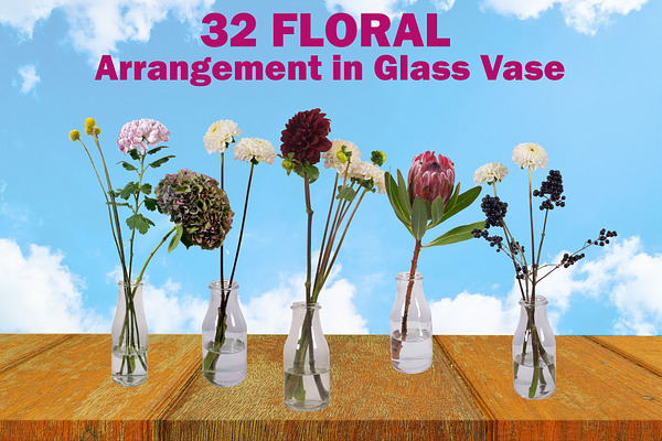 32 Floral Arrangement in Glass Vase