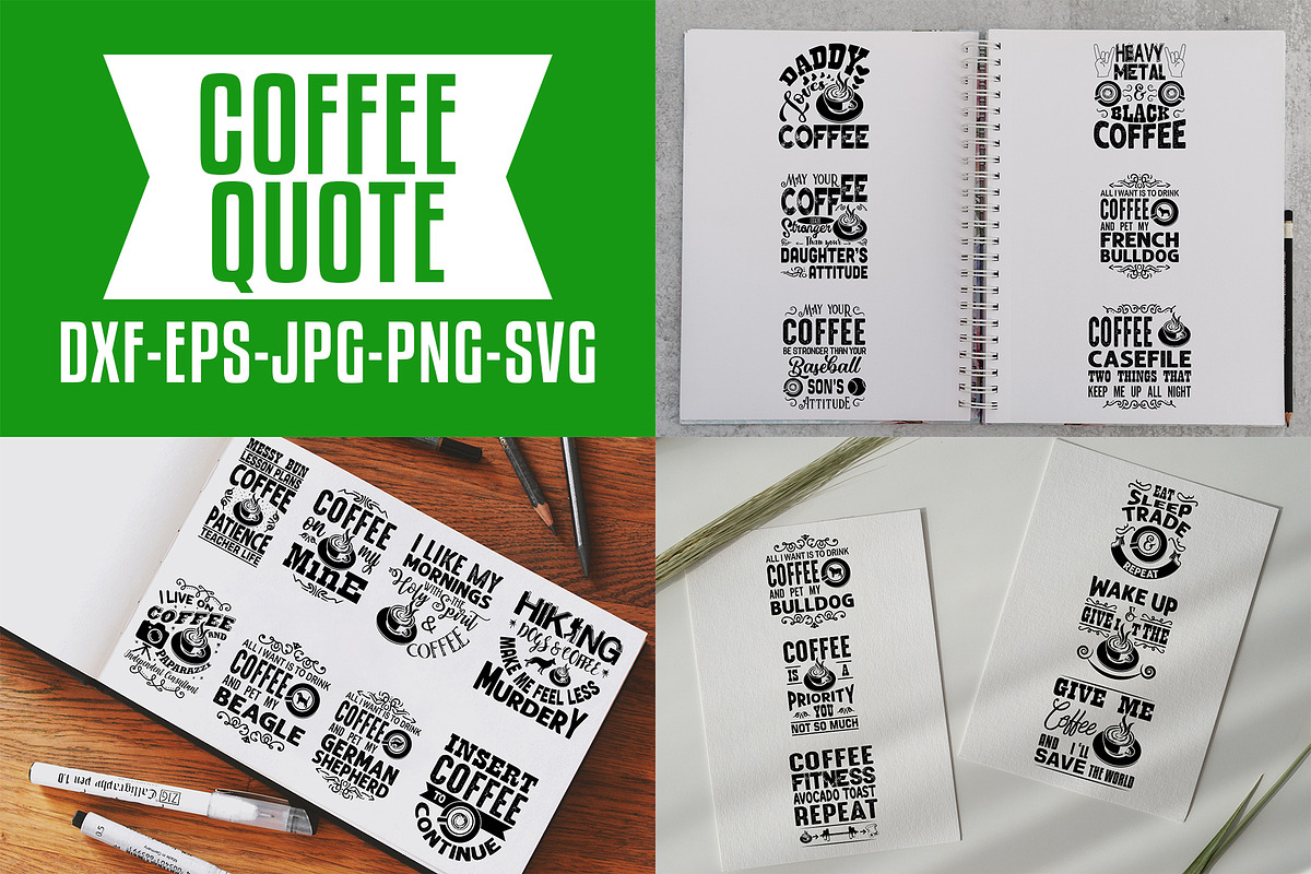 Coffee Quotes V7 Black in Illustrations - product preview 8