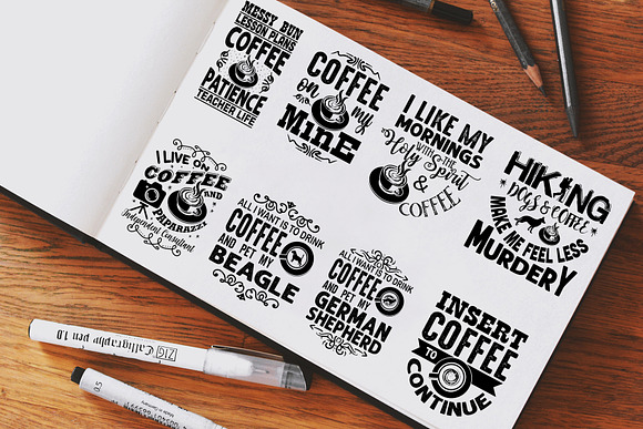 Coffee Quotes V7 Black in Illustrations - product preview 3