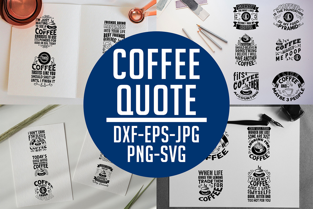 Coffee Quotes V8 Black for Cricut in Illustrations - product preview 8
