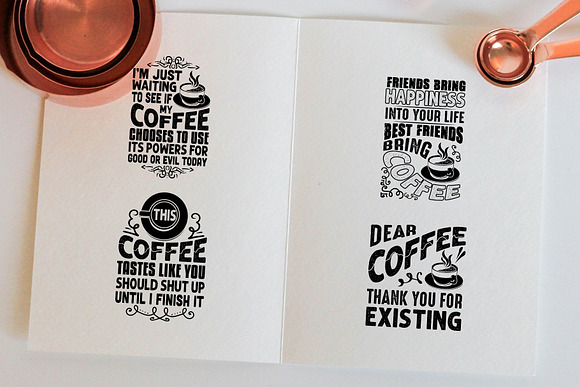 Coffee Quotes V8 Black for Cricut in Illustrations - product preview 1
