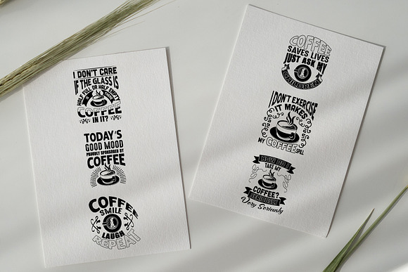 Coffee Quotes V8 Black for Cricut in Illustrations - product preview 2