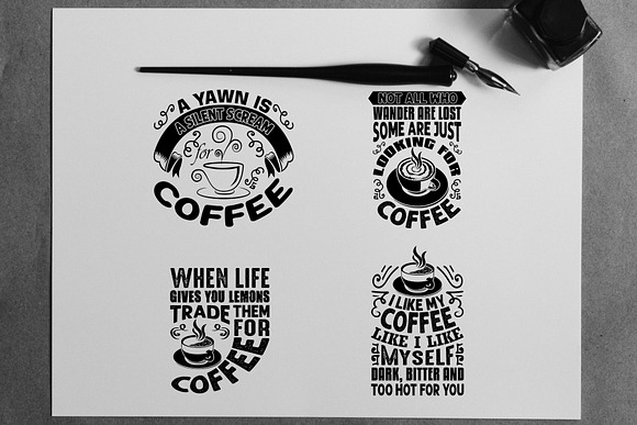 Coffee Quotes V8 Black for Cricut in Illustrations - product preview 3