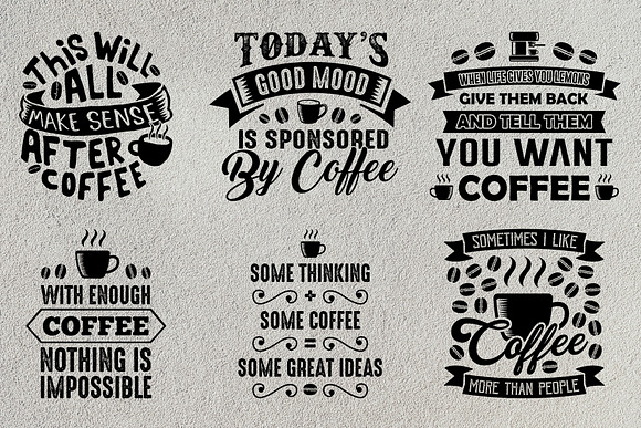Coffee Quotes V9 SVG DXF PNG EPS in Illustrations - product preview 3