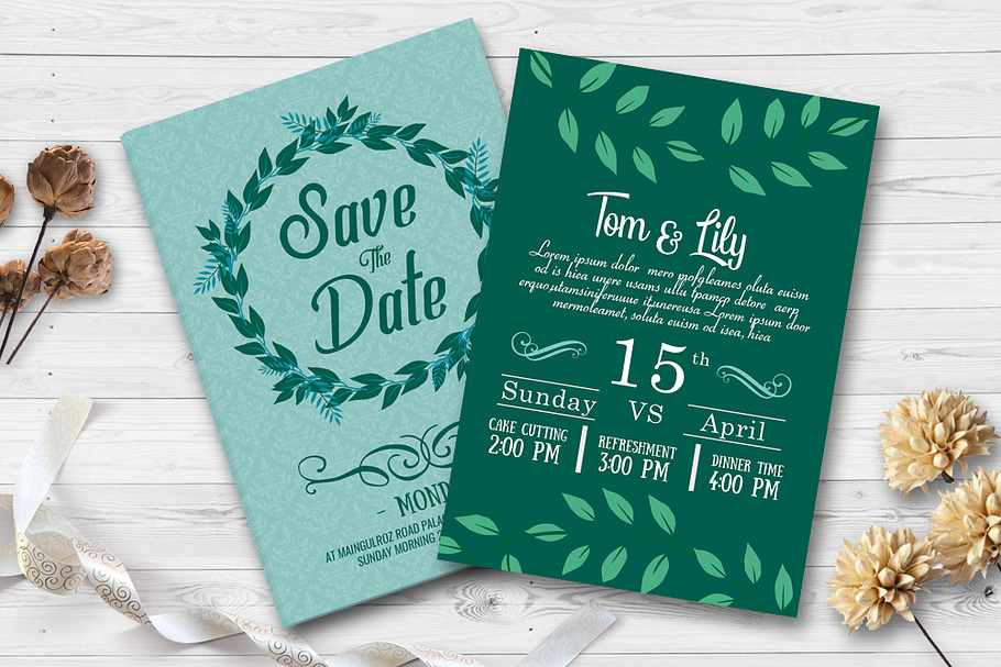 Two Sided Save The Date Wedding Card in Wedding Templates - product preview 8