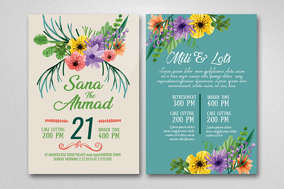 Double Sided Wedding Invitation Card in Wedding Templates - product preview 1