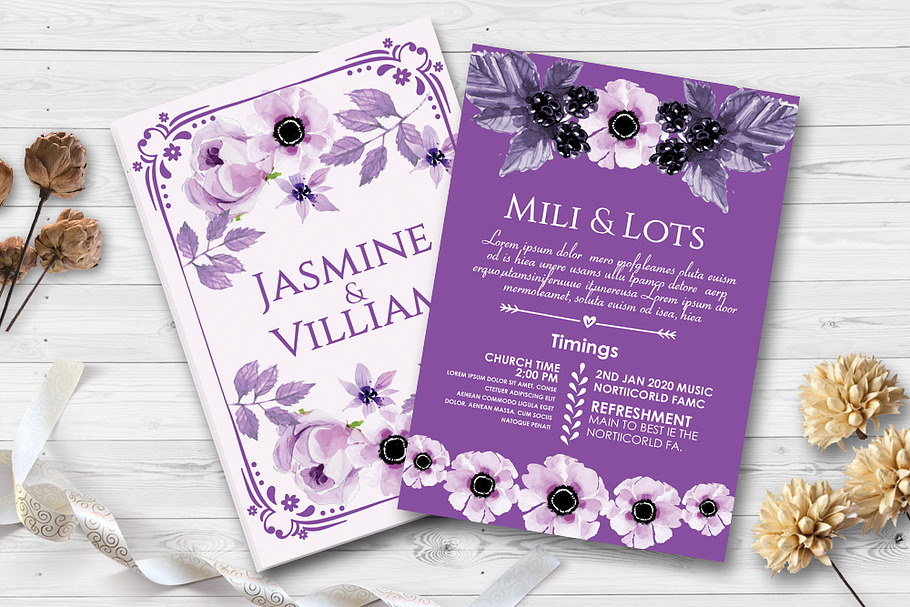 Two Sided Wedding Invitation Card in Wedding Templates - product preview 8