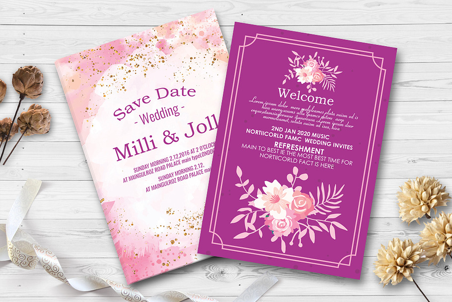 Two Sided Wedding Invitation Card