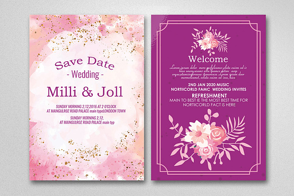 Two Sided Wedding Invitation Card in Wedding Templates - product preview 1