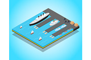 Quay concept banner, isometric style