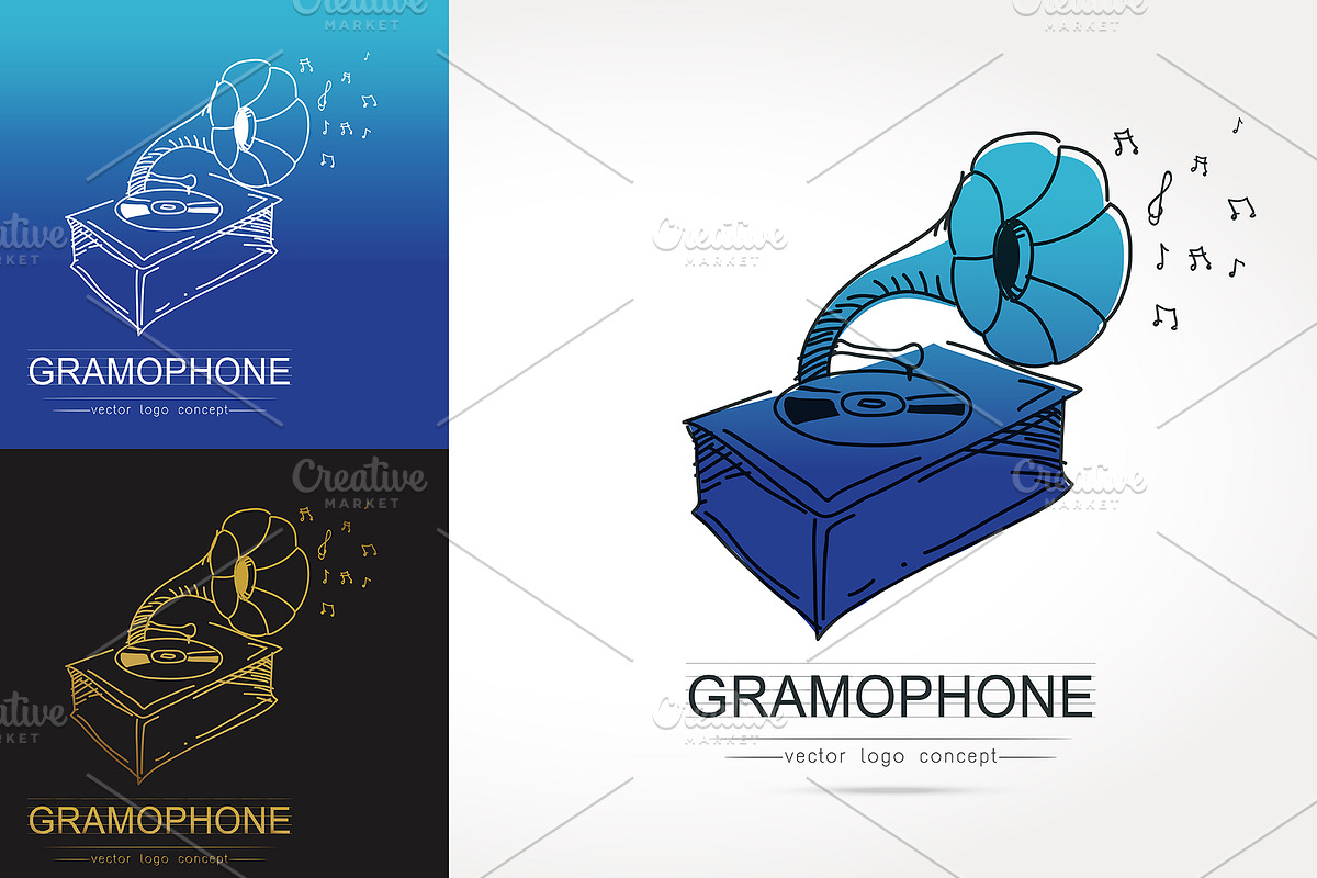 The stylized of gramophone Vector in Logo Templates - product preview 8