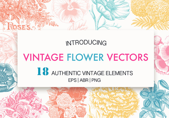 Vintage Flower Vectors EPS, ABR, PNG in Photoshop Brushes - product preview 2
