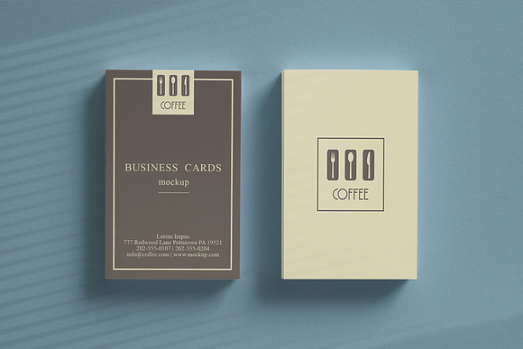 Top view 2 vertical business cards in Branding Mockups - product preview 1