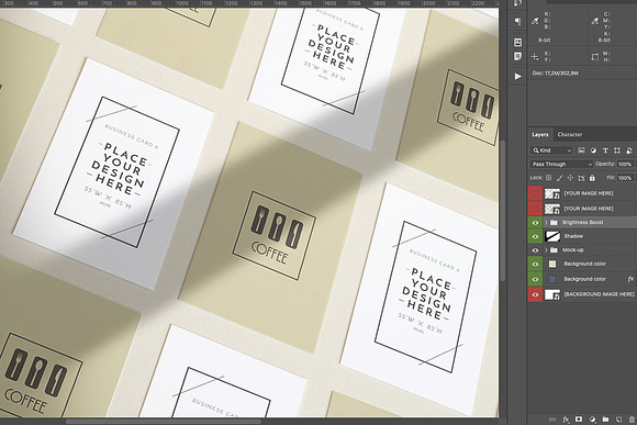 Vertical Business Cards layer mockup in Branding Mockups - product preview 1