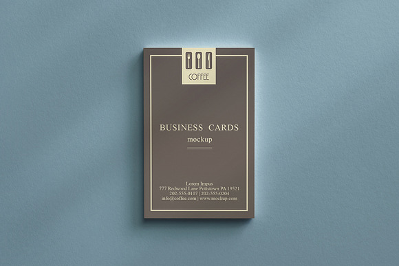 Vertical Business Cards stack mockup in Branding Mockups - product preview 1