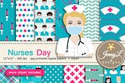 Nurses Day Digital Papers & Clipart
