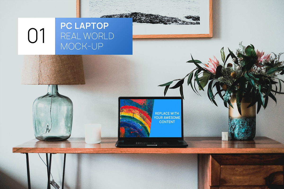 PC Laptop Cozy Real World Mock-up in Mobile & Web Mockups - product preview 8