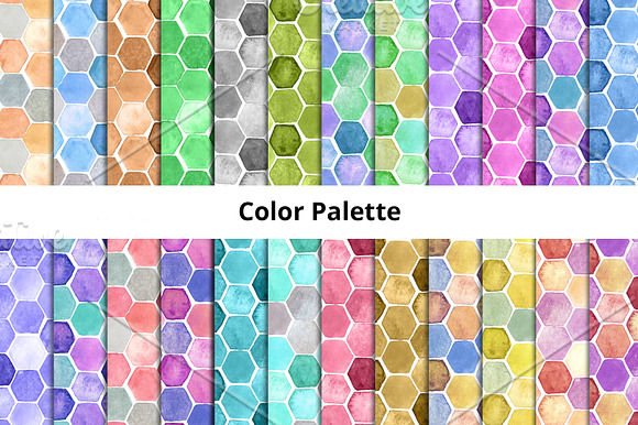 Hexagon Watercolor Seamless Patterns in Patterns - product preview 6