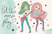 Star girls playing guitar.