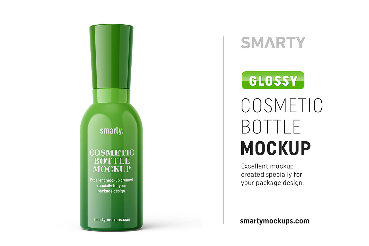 Glossy cosmetic bottle mockup in Product Mockups - product preview 8